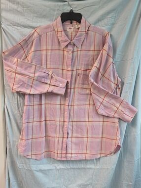 Levi’s 1XL Pink & Red Plaid Button Down Shirt Plus Size Casual